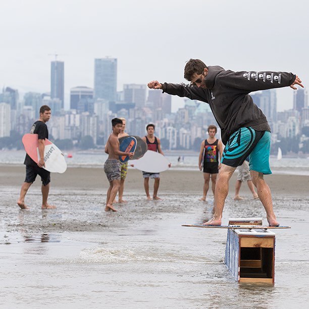 Instabanger: Tim Ladner at the Spanish Banks Skim Jam today in British Columbia. Stoked to see so many people at the beach today! #skimboarding